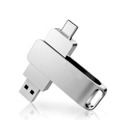 Clé USB 64Go double ports (USB-C et USB-A) Argent