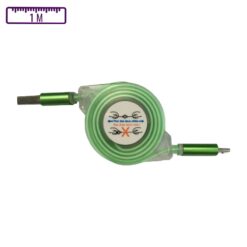 Câble Lumineux Enrouleur USB-A vers Micro-USB 1M Vert (Compatible)