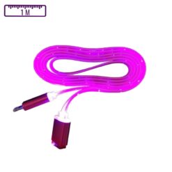 Câble Lumineux USB-A vers Micro-USB 1M Rose Néon (Compatible)
