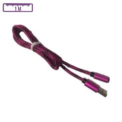 Câble à gaine tressé USB-A vers Micro-USB 1M Violet/Noir (Compatible)