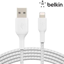 Câble à gaine tressée  USB-A vers Lightning (12W) 3m Blanc BELKIN (Officiel)