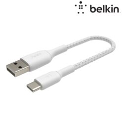 Câble à gaine tressée USB-A vers USB-C (12W) 15cm - Blanc BELKIN (Officiel)