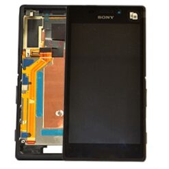 Ecran LCD + Vitre tactile noire + châssis Sony Xperia M2 Aqua (officiel)