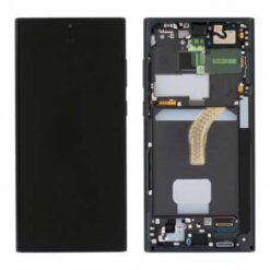 Ecran OLED + Vitre Tactile + châssis Noir Samsung Galaxy S22 Ultra S908B (officiel) Sans Batterie