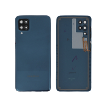 Vitre arrière + vitre caméra + bouton power Bleue Samsung Galaxy A12 (Officiel)