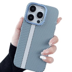 Coque Simili Carbone Magsafe Bleu iPhone 16