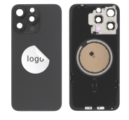 iPhone 15 Pro Max Cache Arrière avec cadre de caméra + plaque de fer + NFC Magnet + logo Noir