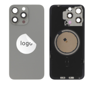 iPhone 15 Pro Max Cache Arrière avec cadre de caméra + plaque de fer + NFC Magnet + logo NATUREL