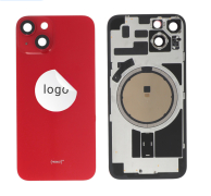 iPhone 14 Cache Arrière avec cadre de caméra + plaque de fer + NFC Magnet + logo Rouge
