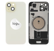iPhone 15 Cache Arrière avec cadre de caméra + plaque de fer + NFC Magnet + logo Jaune