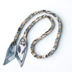 Collier tissu Foulard Bleu Floral