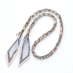 Collier tissu Foulard Blanc Bleu