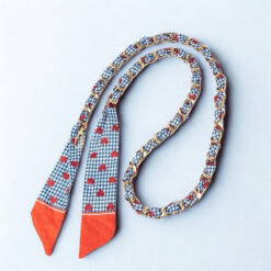 Collier tissu Foulard Orange Bleu nappes