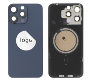 iPhone 15 Pro Max Cache Arrière avec cadre de caméra + plaque de fer + NFC Magnet + logo Bleu